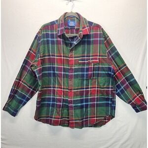 Vintage Lobo Pendleton Flannel Shirt Men XL Red Plaid Wool Outdoor Made In USA